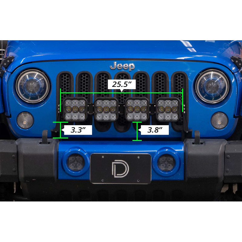  Diode Dynamics - Jeep JK SS5 4-Pod CrossLink Grille Lightbar Kit, Pro White Combo